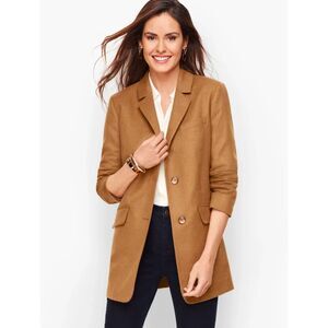Talbot's Plus Women's Size 20W Brushed Italian Wool Long Blazer Button Front Tan